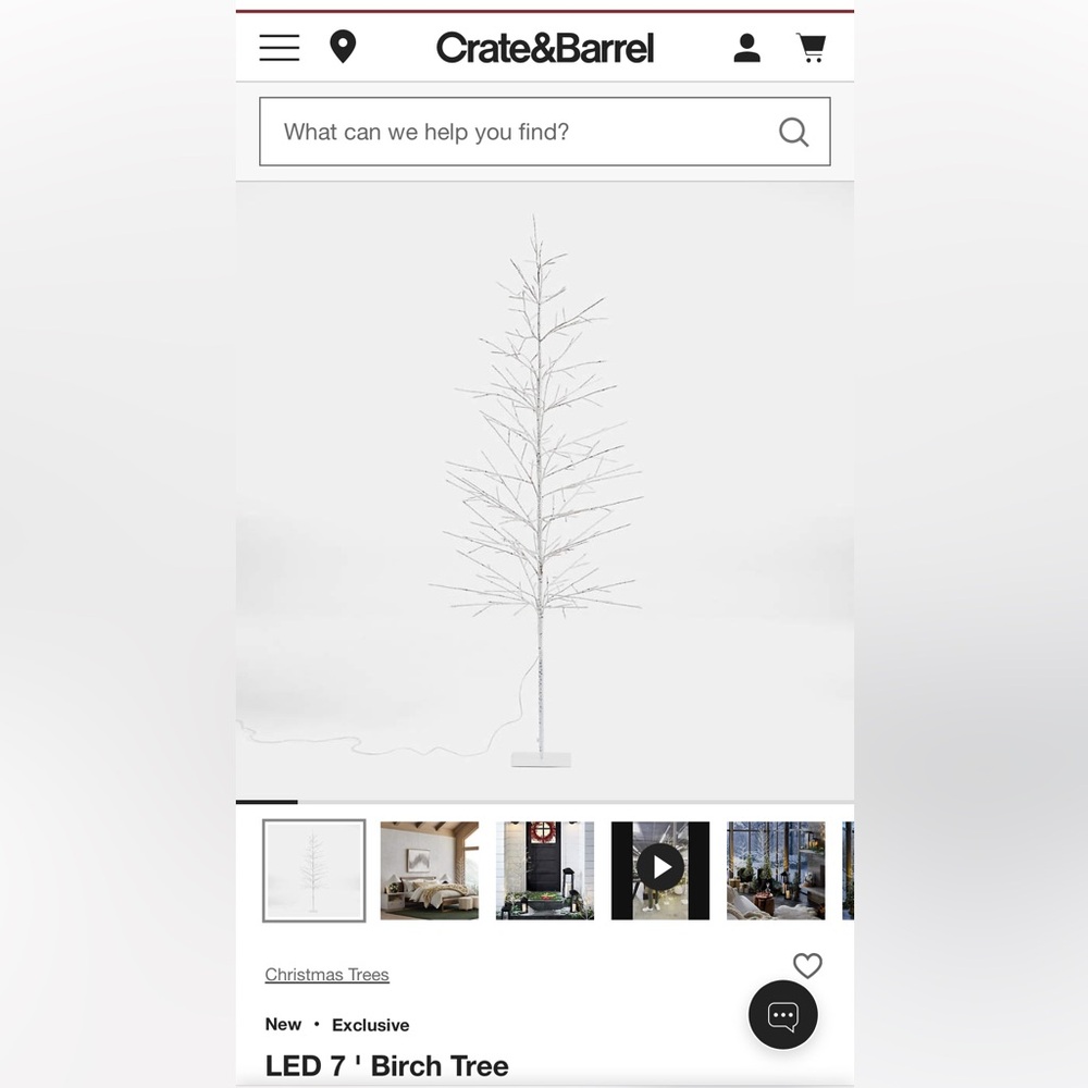 Crate&Barrel 3 feet LED birch Christmas Tree